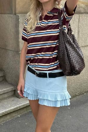 Casual Day Outfits, Easy Trendy Outfits Drama Dealer Striped Polo Shirt