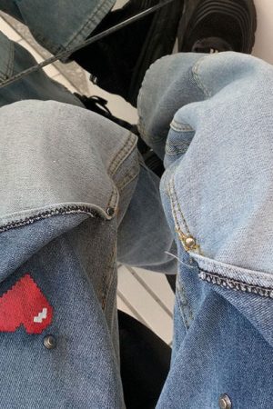Casual Day Outfits, Easy Trendy Outfits Early 2000s Pixel Heart Wide Jeans
