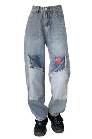 Casual Day Outfits, Easy Trendy Outfits Early 2000s Pixel Heart Wide Jeans