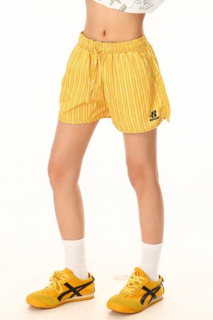 Casual Day Outfits, Easy Trendy Outfits Elastic Waist Pinstriped Shorts