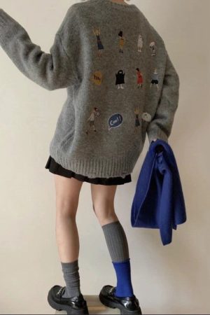 Casual Day Outfits, Easy Trendy Outfits Embroidered Back Oversized Sweater