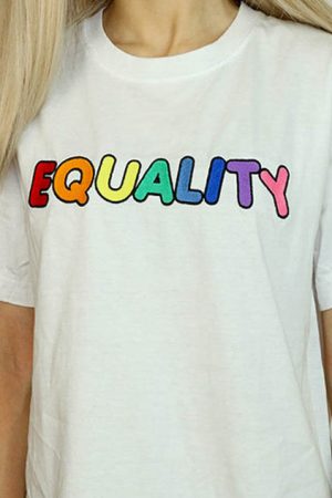 Casual Day Outfits, Easy Trendy Outfits Equality Embroidered Tee