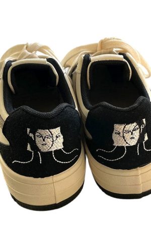 Casual Day Outfits, Easy Trendy Outfits Face Embroidery Aesthetic Black Sneakers