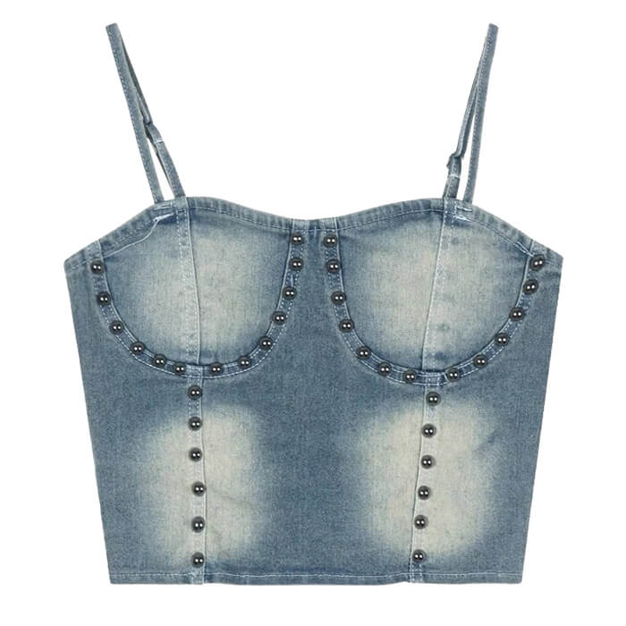 Casual Day Outfits, Easy Trendy Outfits Fairy Grunge Denim Rivet Top Casual Day Outfits, Easy Trendy Outfits Fairy Grunge Denim Rivet Top