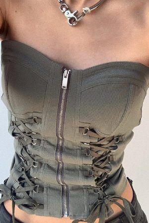 Casual Day Outfits, Easy Trendy Outfits Fairy Grunge Lace Up Corset