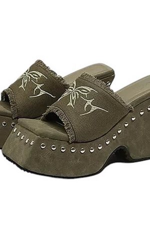 Casual Day Outfits, Easy Trendy Outfits Fairy Grunge Platform Slide Sandals