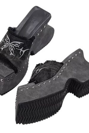 Casual Day Outfits, Easy Trendy Outfits Fairy Grunge Platform Slide Sandals