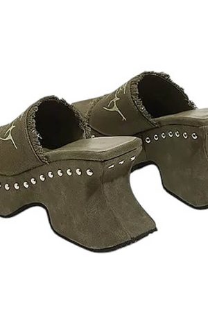 Casual Day Outfits, Easy Trendy Outfits Fairy Grunge Platform Slide Sandals