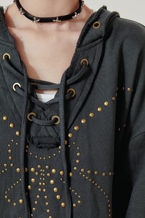 Casual Day Outfits, Easy Trendy Outfits Fairy Grunge Studded Butterfly Hoodie