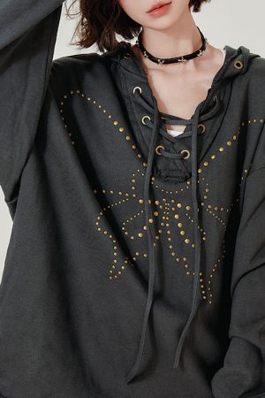 Casual Day Outfits, Easy Trendy Outfits Fairy Grunge Studded Butterfly Hoodie