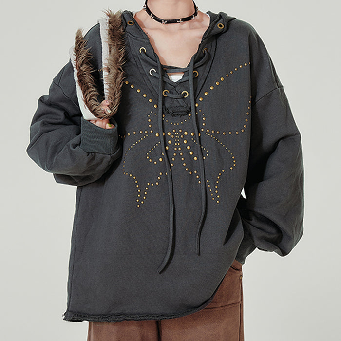 Casual Day Outfits, Easy Trendy Outfits Fairy Grunge Studded Butterfly Hoodie