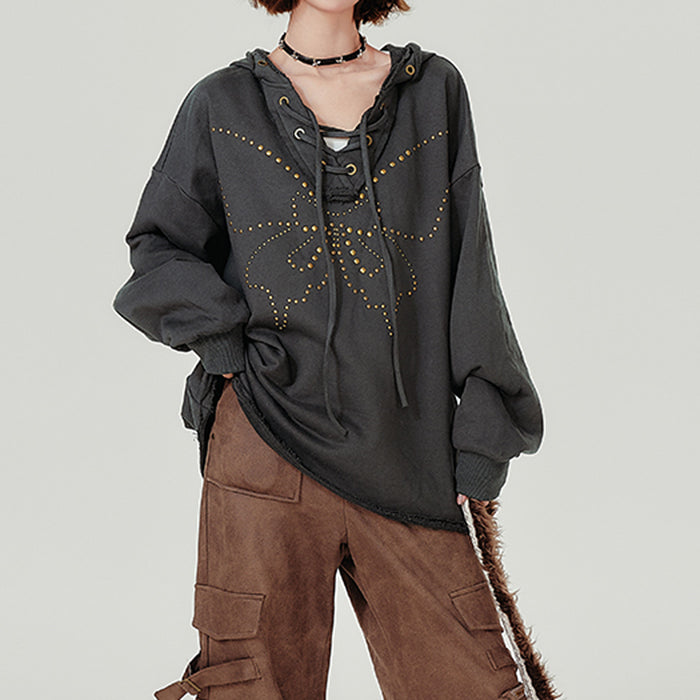 Casual Day Outfits, Easy Trendy Outfits Fairy Grunge Studded Butterfly Hoodie Casual Day Outfits, Easy Trendy Outfits Fairy Grunge Studded Butterfly Hoodie