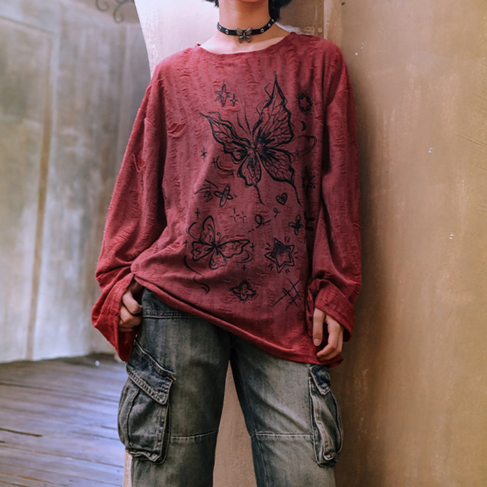 Casual Day Outfits, Easy Trendy Outfits Fairycore Aesthetic Butterfly Print Top Casual Day Outfits, Easy Trendy Outfits Fairycore Aesthetic Butterfly Print Top