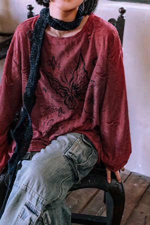 Casual Day Outfits, Easy Trendy Outfits Fairycore Aesthetic Butterfly Print Top