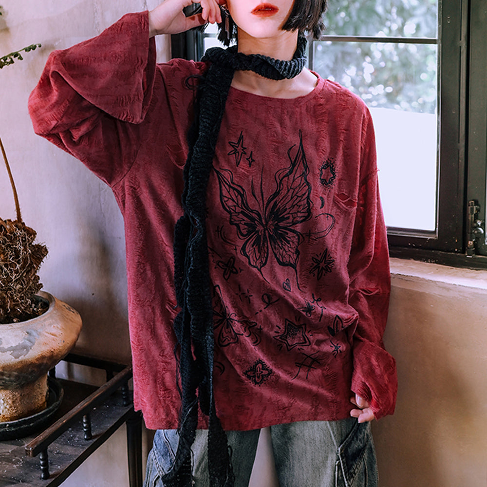 Casual Day Outfits, Easy Trendy Outfits Fairycore Aesthetic Butterfly Print Top Casual Day Outfits, Easy Trendy Outfits Fairycore Aesthetic Butterfly Print Top