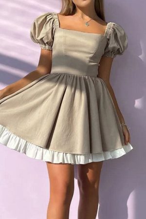 Casual Day Outfits, Easy Trendy Outfits Fairycore Aesthetic Green Mini Dress