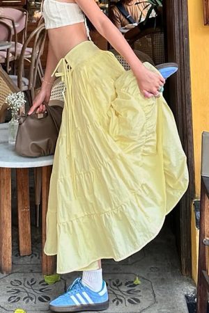 Casual Day Outfits, Easy Trendy Outfits Fairycore Aesthetic Tiered Maxi Skirt