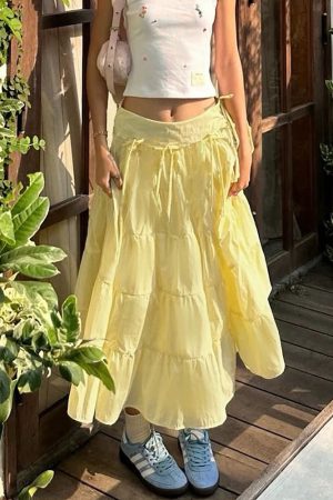 Casual Day Outfits, Easy Trendy Outfits Fairycore Aesthetic Tiered Maxi Skirt