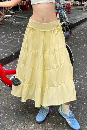 Casual Day Outfits, Easy Trendy Outfits Fairycore Aesthetic Tiered Maxi Skirt