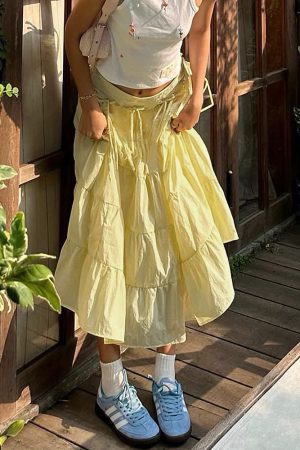 Casual Day Outfits, Easy Trendy Outfits Fairycore Aesthetic Tiered Maxi Skirt