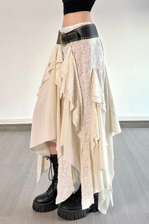 Casual Day Outfits, Easy Trendy Outfits Fairycore Asymmetrical Maxi Skirt