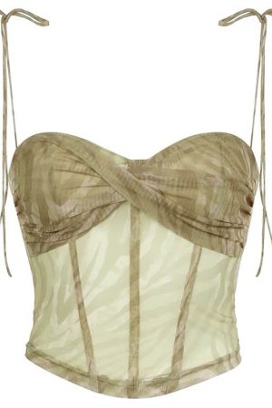 Casual Day Outfits, Easy Trendy Outfits Fairycore Mesh Bustier Top