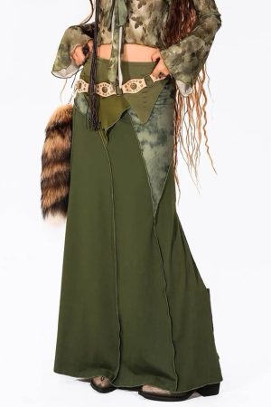 Casual Day Outfits, Easy Trendy Outfits Fairycore Patchwork Maxi Skirt