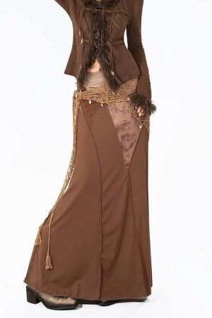 Casual Day Outfits, Easy Trendy Outfits Fairycore Patchwork Maxi Skirt