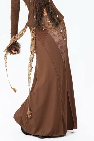 Casual Day Outfits, Easy Trendy Outfits Fairycore Patchwork Maxi Skirt