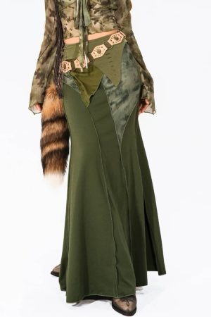 Casual Day Outfits, Easy Trendy Outfits Fairycore Patchwork Maxi Skirt