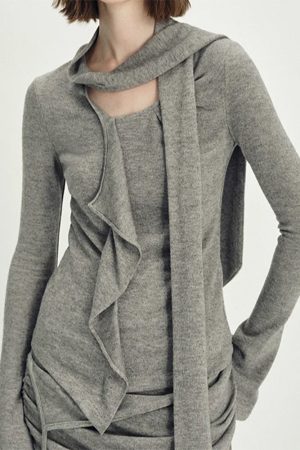 Casual Day Outfits, Easy Trendy Outfits Fall Feels Cozy Tie Neck Knit Top