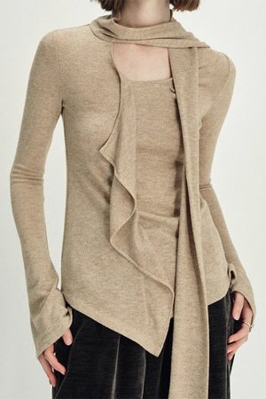 Casual Day Outfits, Easy Trendy Outfits Fall Feels Cozy Tie Neck Knit Top