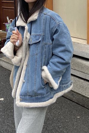Casual Day Outfits, Easy Trendy Outfits Faux Sherpa Lined Denim Jacket