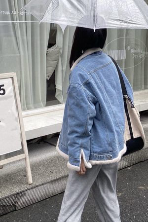 Casual Day Outfits, Easy Trendy Outfits Faux Sherpa Lined Denim Jacket