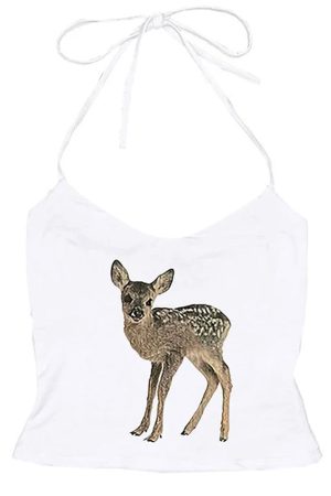 Casual Day Outfits, Easy Trendy Outfits Fawn Print Y2K Halter Top