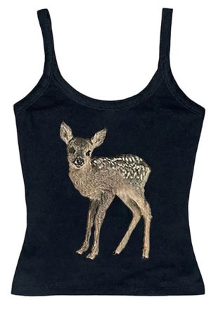 Casual Day Outfits, Easy Trendy Outfits Fawn Print Y2K Tank Top
