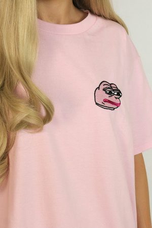 Casual Day Outfits, Easy Trendy Outfits Feelz Bad Face T-Shirt in Pink