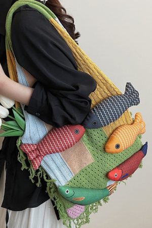 Casual Day Outfits, Easy Trendy Outfits Fish Crochet Shoulder Bag