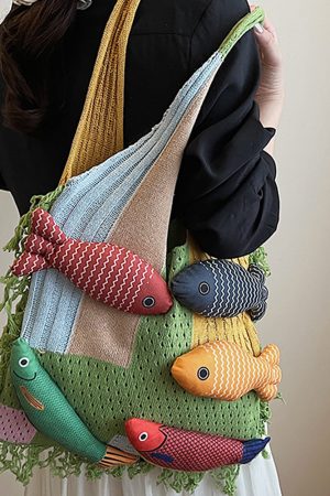 Casual Day Outfits, Easy Trendy Outfits Fish Crochet Shoulder Bag