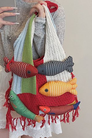 Casual Day Outfits, Easy Trendy Outfits Fish Crochet Shoulder Bag