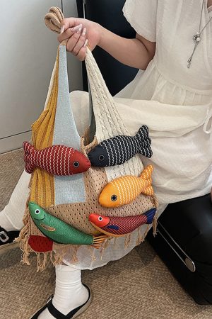 Casual Day Outfits, Easy Trendy Outfits Fish Crochet Shoulder Bag