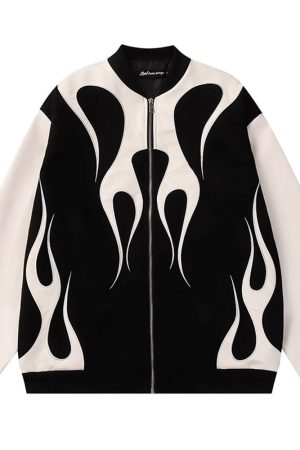 Casual Day Outfits, Easy Trendy Outfits Flamin'  Bomber Jacket