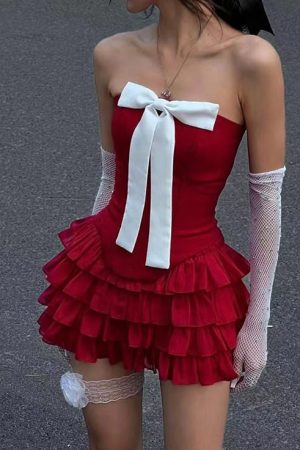Casual Day Outfits, Easy Trendy Outfits Flirty Babe Bow Dress in Red