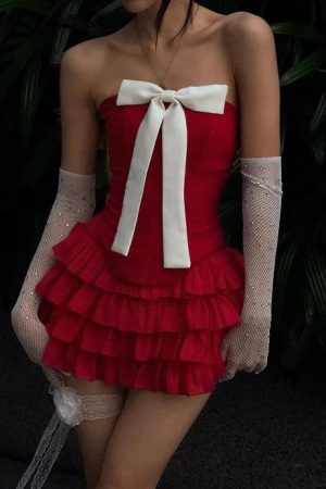 Casual Day Outfits, Easy Trendy Outfits Flirty Babe Bow Dress in Red