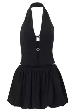 Casual Day Outfits, Easy Trendy Outfits Flirty Babe Halter Top & Bubble Skirt Set