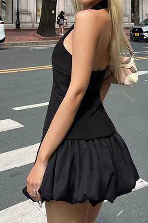 Casual Day Outfits, Easy Trendy Outfits Flirty Babe Halter Top & Bubble Skirt Set