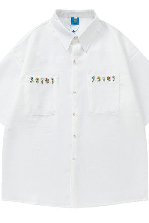 Casual Day Outfits, Easy Trendy Outfits Floral Embroidery Gingham Shirt