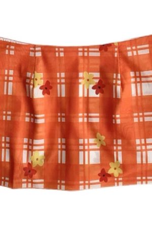 Casual Day Outfits, Easy Trendy Outfits Floral Gingham Mini Skirt