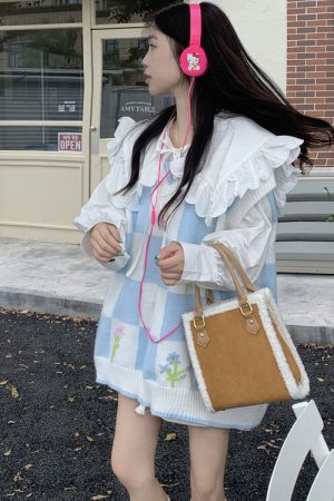 Casual Day Outfits, Easy Trendy Outfits Floral Knit Vest