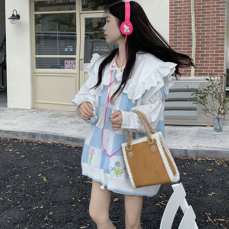 Casual Day Outfits, Easy Trendy Outfits Floral Knit Vest Casual Day Outfits, Easy Trendy Outfits Floral Knit Vest